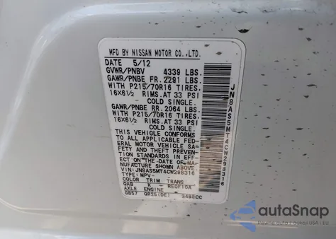 2012 Nissan Rogue S z USA, uszkodzony, nr VIN JN8AS5MT4CW298316